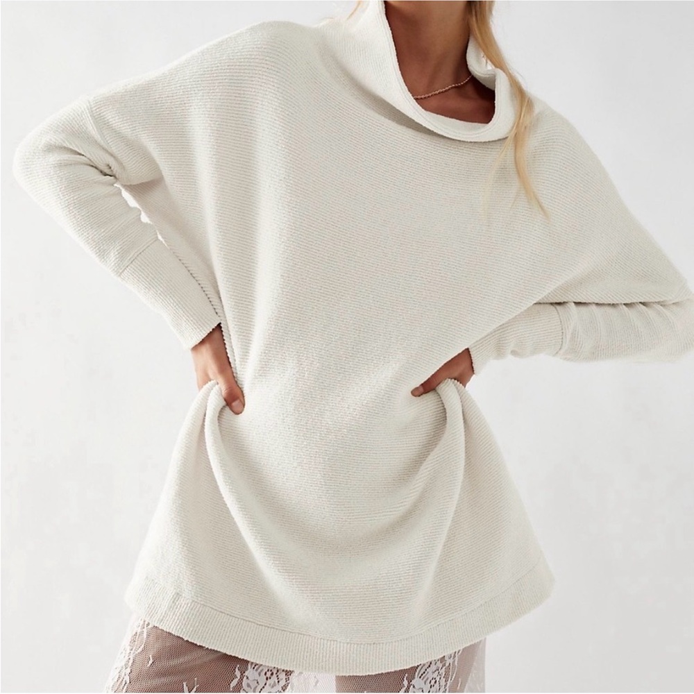 Free People Cream Turtleneck Sweater